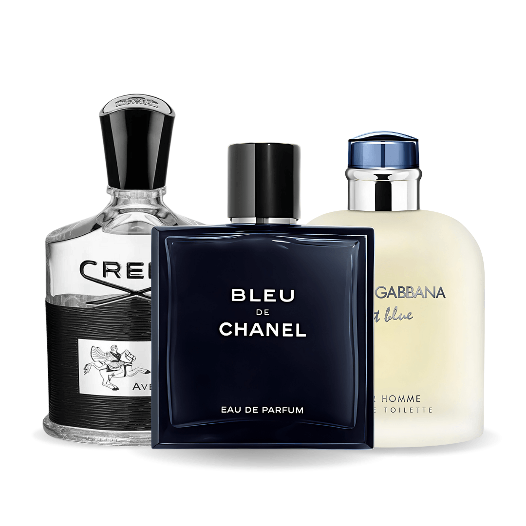 Conjunto de 3 perfumes Bleu de Chanel, Creed Aventus, Light Blue Dolce Gabbana 100ml