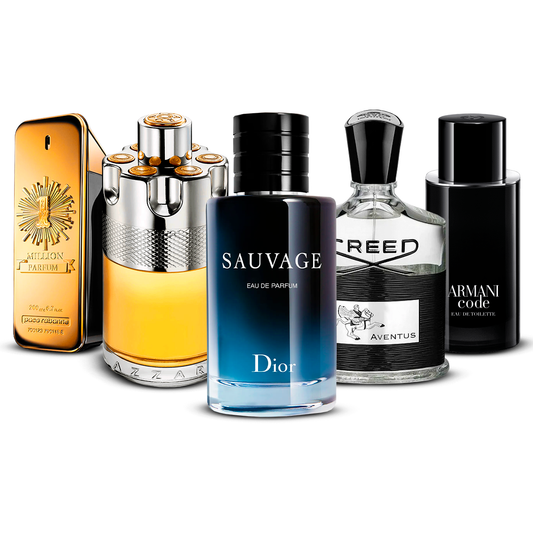 Conjunto de 5 Perfumes – 1 Million, Azzaro Wanted, Sauvage, Creed Aventus e Armani Code [100 ml cada um]