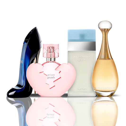 Conjunto 4 Perfumes | Thank U Next + Light Blue + Good Girl + J'adore 100 ml