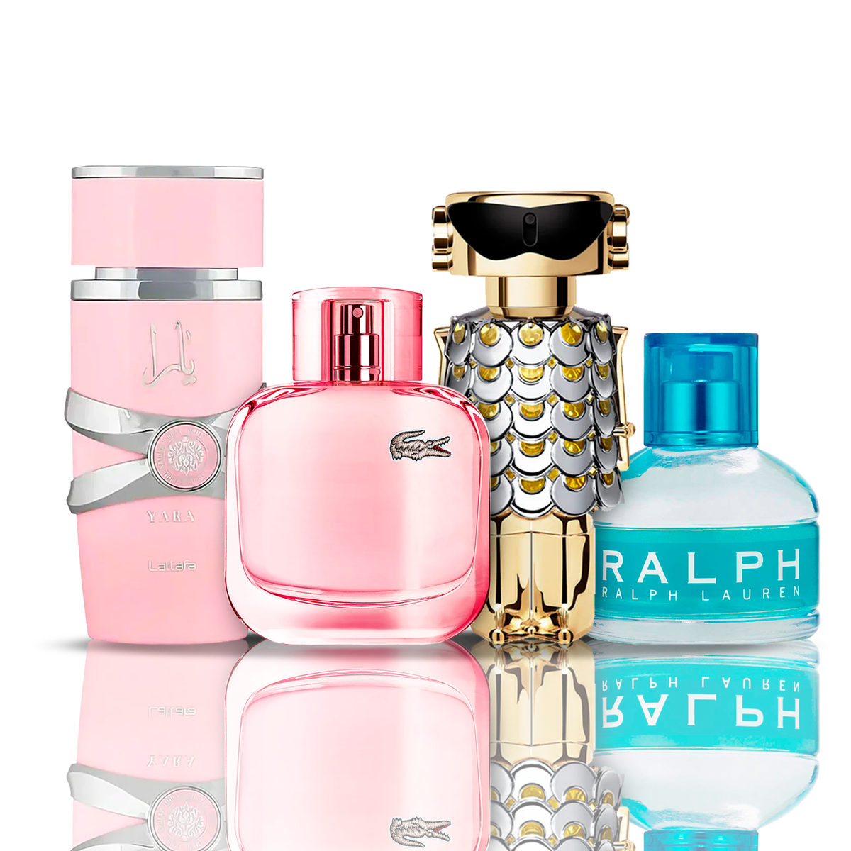 Conjunto 4 Perfumes | Fame + Yara + Lacoste Sparkling + Ralph Lauren 100 ml