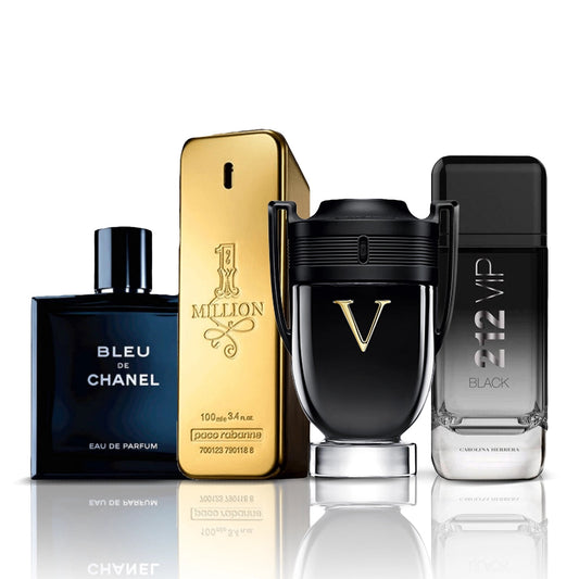 Conjunto 4 Perfumes | Bleu de Chanel + One Million + Invictus Victory + 212 VIP Black 100 ml